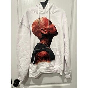 Chris Brown Graphic Hoodie Small Headgear Classics White Pullover NWOT